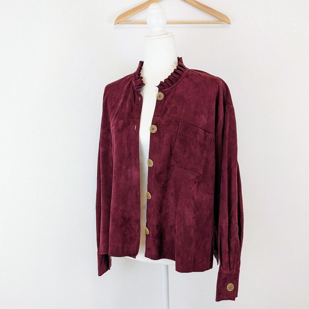 Forte_Forte Leather Shirt Jacket Maroon Wine
